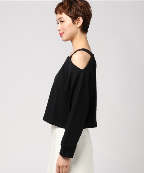 WEGO（ウィゴー）の「WEGO/ワンショルダースウェット（スウェット・レディース・ブラック/オフホワイト・FREE）」の4枚目の写真