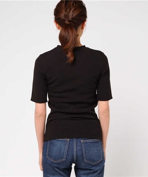 mysty woman(ミスティウーマン)の「スパンリブムジ&ボーダーレースアップTシャツ(Tシャツ/カットソー・レディース・ブラック/イエロー系その他/ブルー系その他/オフホワイト/ダークグリーン/ダークオレンジ・FREE)」の9枚目の写真