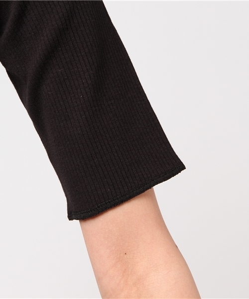 mysty woman(ミスティウーマン)の「スパンリブムジ&ボーダーレースアップTシャツ(Tシャツ/カットソー・レディース・ブラック/イエロー系その他/ブルー系その他/オフホワイト/ダークグリーン/ダークオレンジ・FREE)」の11枚目の写真