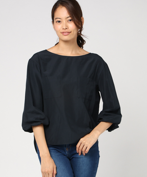 un dix cors（アンディコール）の「ポケットバルーンスリーブブラウス（シャツ/ブラウス・レディース・ネイビー/イエロー/ホワイト/ブラウン・ﾌﾘ-）」の3枚目の写真