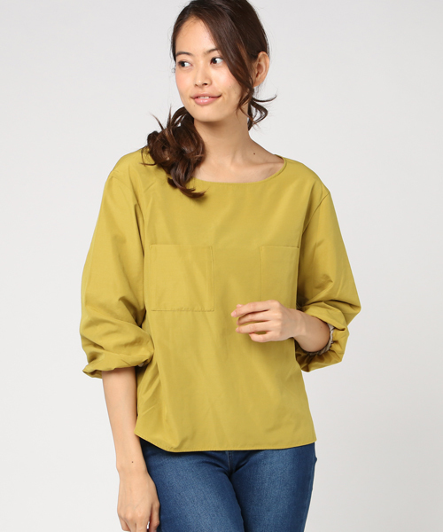 un dix cors（アンディコール）の「ポケットバルーンスリーブブラウス（シャツ/ブラウス・レディース・ネイビー/イエロー/ホワイト/ブラウン・ﾌﾘ-）」の4枚目の写真