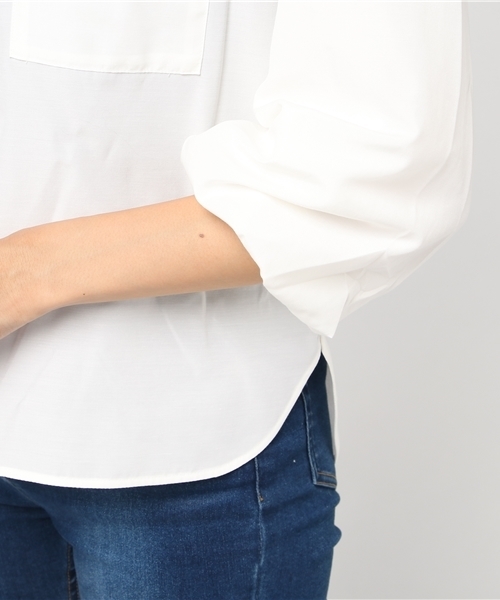 un dix cors（アンディコール）の「ポケットバルーンスリーブブラウス（シャツ/ブラウス・レディース・ネイビー/イエロー/ホワイト/ブラウン・ﾌﾘ-）」の10枚目の写真