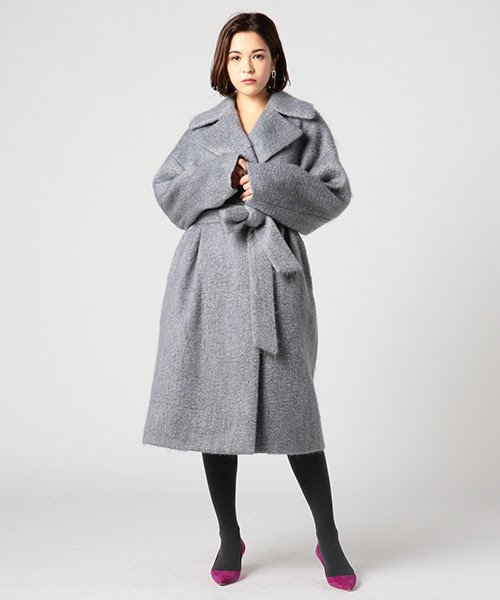 エストネーション シャギー ガウン ロングコート モヘア グレー Ｍ ESTNATION（エストネーション）の「ESTNATION シャギーガウンコート