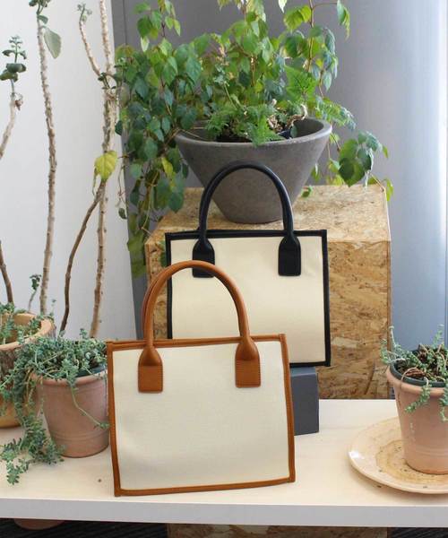 Green　Parks（グリーンパークス）の「・パイピングキャンバストート（ハンドバッグ・レディース・ブラック/キャメル・FREE）」の6枚目の写真