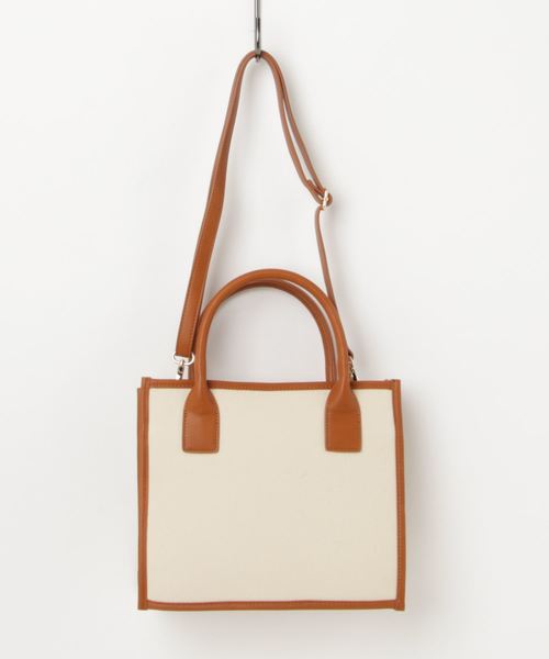 Green　Parks（グリーンパークス）の「・パイピングキャンバストート（ハンドバッグ・レディース・ブラック/キャメル・FREE）」の2枚目の写真