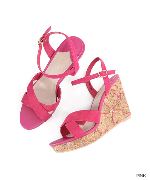 RANDA（ランダ）の「フラワー刺繍サンダル（サンダル・レディース・ピンク/ブルー/ブラック/ホワイト・LL/M/L/S）」の5枚目の写真