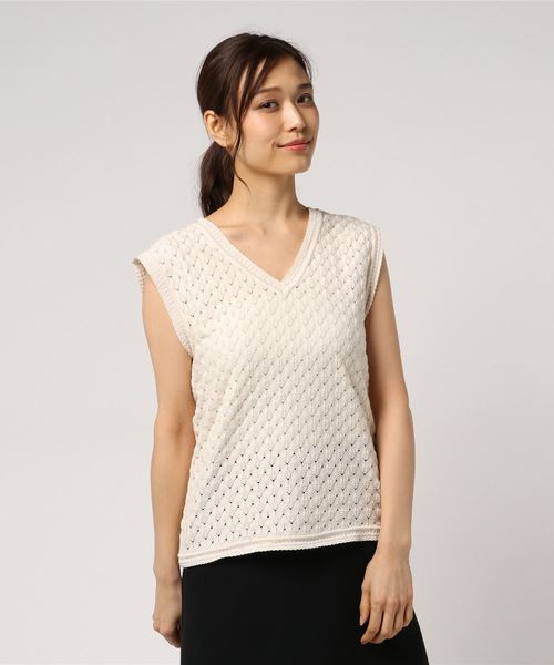 IENA(イエナ)の「バルファスレースノースリーブ◆(Tシャツ/カットソー・レディース・ブラック/アイボリー/イエロー・FREE)」の6枚目の写真