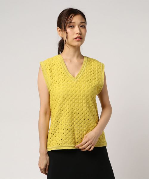 IENA(イエナ)の「バルファスレースノースリーブ◆(Tシャツ/カットソー・レディース・ブラック/アイボリー/イエロー・FREE)」の8枚目の写真