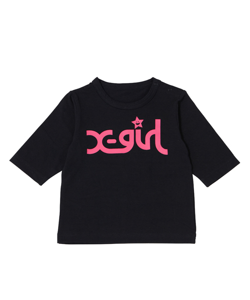 X-girl Stages（エックスガールステージス）の「BASIC H/S TEE （4T～7T）（Tシャツ/カットソー・キッズ・ブラック/ネイビー/ピンク/レッド・4T/5T/6T/7T）」の2枚目の写真
