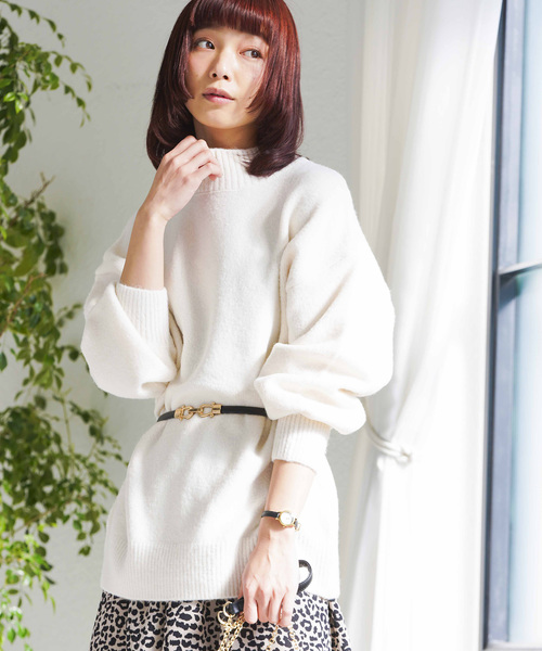 WEGO（ウィゴー）の「WEGO/ハイネックビッグシルエットニット（ニット/セーター・レディース・ホワイト/ブラック/パープル/サックスブルー/イエロー/ライトベージュ・FREE）」の2枚目の写真