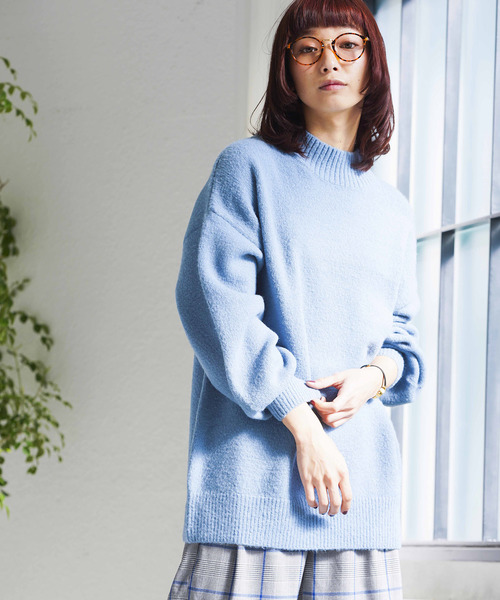 WEGO（ウィゴー）の「WEGO/ハイネックビッグシルエットニット（ニット/セーター・レディース・ホワイト/ブラック/パープル/サックスブルー/イエロー/ライトベージュ・FREE）」の5枚目の写真