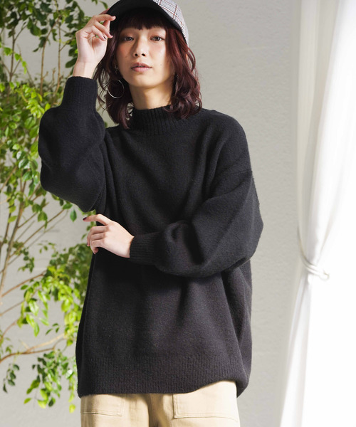 WEGO（ウィゴー）の「WEGO/ハイネックビッグシルエットニット（ニット/セーター・レディース・ホワイト/ブラック/パープル/サックスブルー/イエロー/ライトベージュ・FREE）」の3枚目の写真