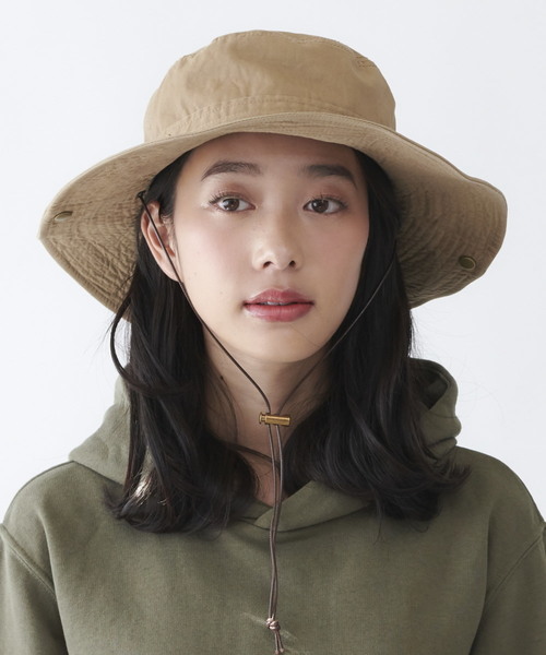 milsa（ミルサ）の「【milsa】 WASHED ADVENTURE HAT/【ミルサ】ウォッシュド　アドベンチャー　フェス　ハット（ハット・レディース・カモフラージュ/ブルー/ライトグレー/ライトブルー/ベージュ/ネイビー/ブラック/カーキ/オフホワイト/グレー・M(57.5)/M/57.5cm）」の5枚目の写真