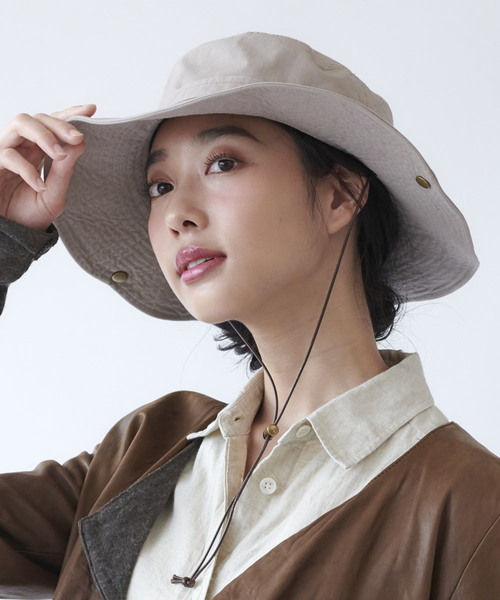 milsa（ミルサ）の「【milsa】 WASHED ADVENTURE HAT/【ミルサ】ウォッシュド　アドベンチャー　フェス　ハット（ハット・レディース・カモフラージュ/ブルー/ライトグレー/ライトブルー/ベージュ/ネイビー/ブラック/カーキ/オフホワイト/グレー・M(57.5)/M/57.5cm）」の4枚目の写真