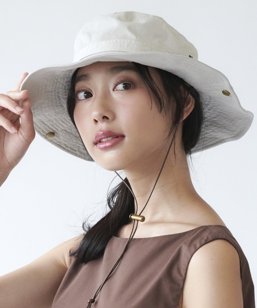 milsa（ミルサ）の「【milsa】 WASHED ADVENTURE HAT/【ミルサ】ウォッシュド　アドベンチャー　フェス　ハット（ハット・レディース・カモフラージュ/ブルー/ライトグレー/ライトブルー/ベージュ/ネイビー/ブラック/カーキ/オフホワイト/グレー・M(57.5)/M/57.5cm）」の2枚目の写真