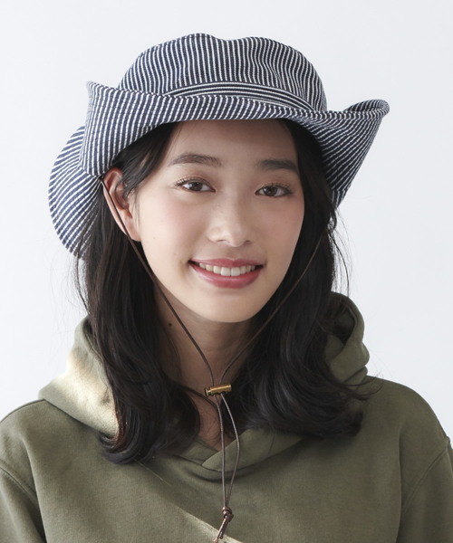milsa（ミルサ）の「【milsa】 WASHED ADVENTURE HAT/【ミルサ】ウォッシュド　アドベンチャー　フェス　ハット（ハット・レディース・カモフラージュ/ブルー/ライトグレー/ライトブルー/ベージュ/ネイビー/ブラック/カーキ/オフホワイト/グレー・M(57.5)/M/57.5cm）」の9枚目の写真