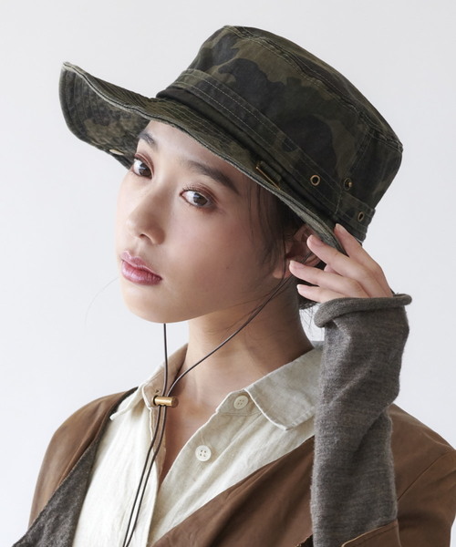milsa(ミルサ)の「【milsa】 WASHED ADVENTURE HAT/【ミルサ】ウォッシュド アドベンチャー フェス ハット(ハット)」|カモフラージュ