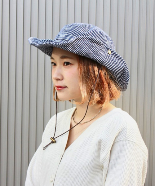 milsa（ミルサ）の「【milsa】 WASHED ADVENTURE HAT/【ミルサ】ウォッシュド　アドベンチャー　フェス　ハット（ハット・レディース・カモフラージュ/ブルー/ライトグレー/ライトブルー/ベージュ/ネイビー/ブラック/カーキ/オフホワイト/グレー・M(57.5)/M/57.5cm）」の16枚目の写真