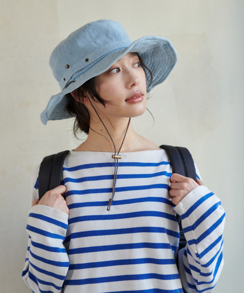 milsa（ミルサ）の「【milsa】 WASHED ADVENTURE HAT/【ミルサ】ウォッシュド　アドベンチャー　フェス　ハット（ハット・レディース・カモフラージュ/ブルー/ライトグレー/ライトブルー/ベージュ/ネイビー/ブラック/カーキ/オフホワイト/グレー・M(57.5)/M/57.5cm）」の20枚目の写真