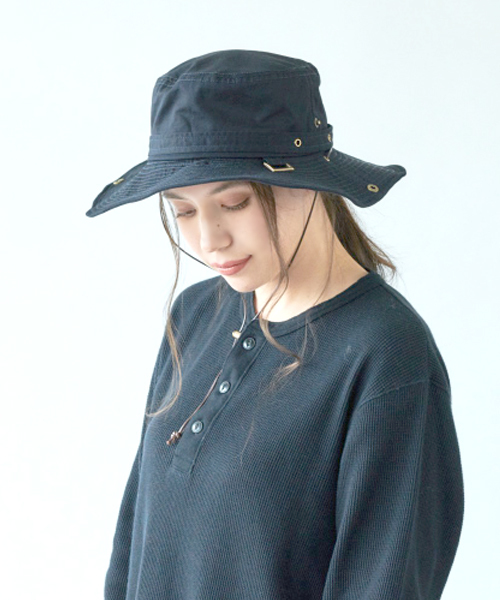 milsa（ミルサ）の「【milsa】 WASHED ADVENTURE HAT/【ミルサ】ウォッシュド　アドベンチャー　フェス　ハット（ハット・レディース・カモフラージュ/ブルー/ライトグレー/ライトブルー/ベージュ/ネイビー/ブラック/カーキ/オフホワイト/グレー・M(57.5)/M/57.5cm）」の18枚目の写真