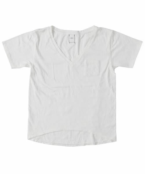 SEA（シー）の「VINTAGE 丸胴ルーズVネックポケットTEE（Tシャツ/カットソー・レディース・ホワイト/ブラック・FREE）」の3枚目の写真