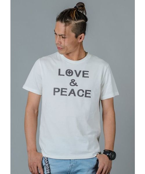 REGIEVO(レジエボ)の「【REGIEVO】メッセージロゴプリントTシャツ(Tシャツ/カットソー)」|オフホワイト