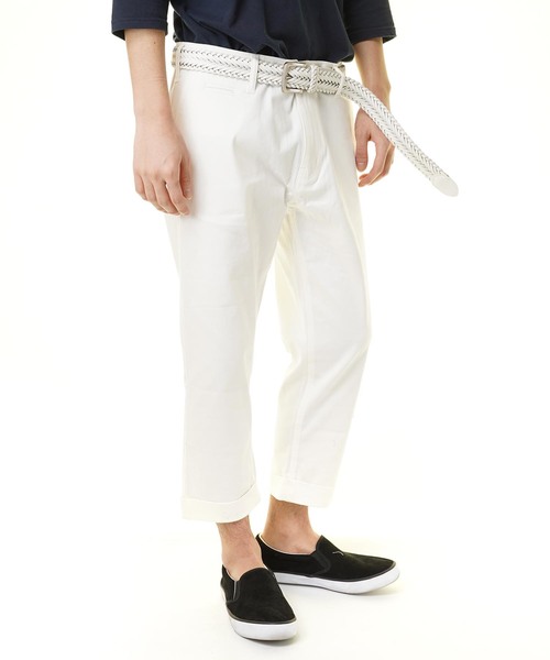 おしゃれスタ（オシャレスタ）の「ストレッチツイルクロップドパンツ(IR) レディース メンズ（その他パンツ・メンズ・ホワイト/ブラック/ベージュ/ネイビー/レッド/カーキ・S/M/L/XL）」の2枚目の写真