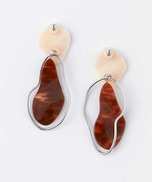 UNITED TOKYO（ユナイテッドトウキョウ）の「マーブルモチーフピアス（ピアス（両耳用）・レディース・マルチ/ブラウン/パープル・1/FREE/0）」の9枚目の写真