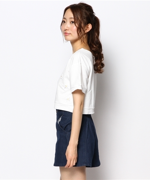 WEGO(ウィゴー)の「WEGO/モチーフ5分袖スウェット(スウェット・レディース・ホワイト/ブラック/サックスブルー/ライトパープル・FREE)」の6枚目の写真