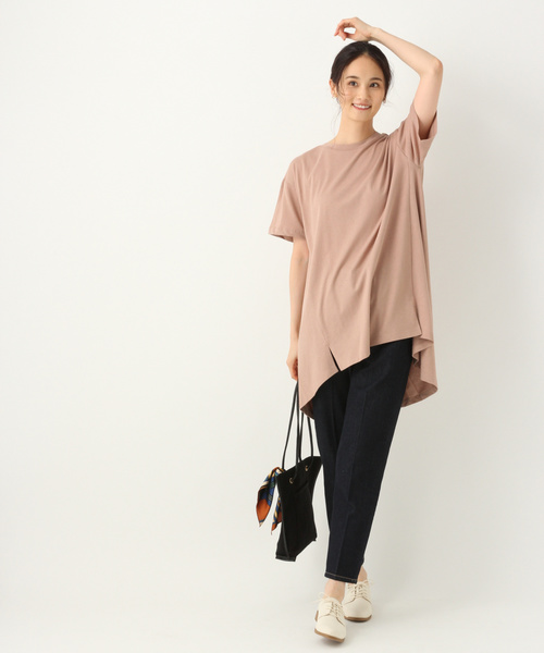 GLOBAL WORK(グローバルワーク)の「サラサラTスリットチュニック/842231(Tシャツ/カットソー・レディース・ホワイト/ブラック/アイボリー/フューシャピンク・FREE)」の7枚目の写真