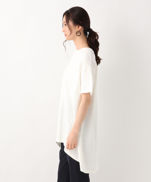 GLOBAL WORK(グローバルワーク)の「サラサラTスリットチュニック/842231(Tシャツ/カットソー・レディース・ホワイト/ブラック/アイボリー/フューシャピンク・FREE)」の5枚目の写真