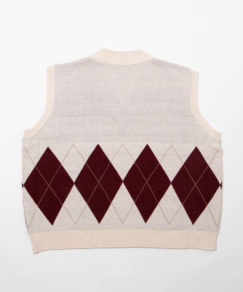 WEGO（ウィゴー）の「WEGO/アーガイルニットベスト（ベスト・メンズ・ホワイト/杢グレー/ブラック・MEDIUM/LARGE）」の8枚目の写真