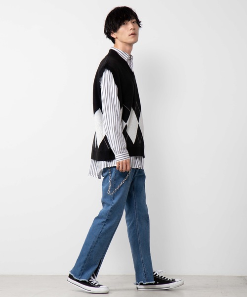 WEGO（ウィゴー）の「WEGO/アーガイルニットベスト（ベスト・メンズ・ホワイト/杢グレー/ブラック・MEDIUM/LARGE）」の19枚目の写真