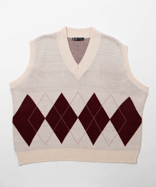 WEGO（ウィゴー）の「WEGO/アーガイルニットベスト（ベスト・メンズ・ホワイト/杢グレー/ブラック・MEDIUM/LARGE）」の17枚目の写真