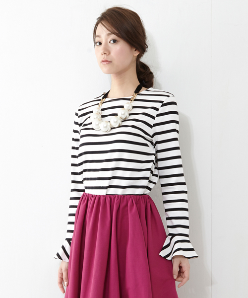 Ray BEAMS（レイビームス）の「Ray BEAMS / ボーダー サーキュラーカフス （Tシャツ/カットソー・レディース・ネイビー/オフホワイト・ONE SIZE）」の14枚目の写真