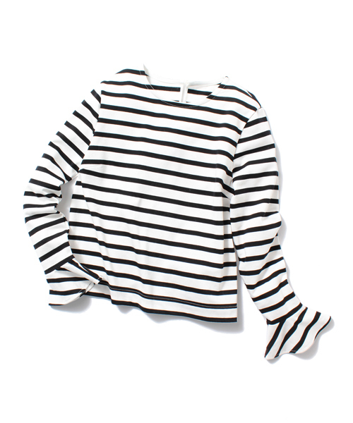 Ray BEAMS（レイビームス）の「Ray BEAMS / ボーダー サーキュラーカフス （Tシャツ/カットソー・レディース・ネイビー/オフホワイト・ONE SIZE）」の11枚目の写真