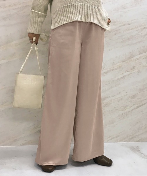 KOBE LETTUCE（コウベレタス）の「サテンイージーパンツ【セットアップOK】（その他パンツ・レディース・ブラウン/ミント/グレイッシュベージュ/チャコール・FREE）」の3枚目の写真