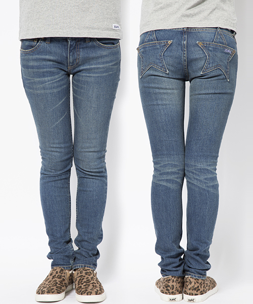 X-girl（エックスガール）の「STAR POCKET SKINNY JEANS（デニムパンツ・レディース・ブラック/インディゴブルー/ライトインディゴブルー・26inch/27inch/24inch/25inch）」の3枚目の写真