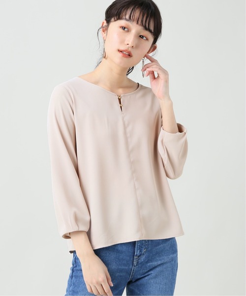 B.C STOCK（ベーセーストック）の「ライトダブルクロスブラウス（シャツ/ブラウス・レディース・ネイビー/ベージュ/ホワイト・FREE）」の3枚目の写真