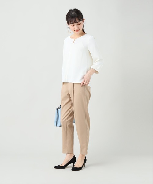 B.C STOCK（ベーセーストック）の「ライトダブルクロスブラウス（シャツ/ブラウス・レディース・ネイビー/ベージュ/ホワイト・FREE）」の4枚目の写真