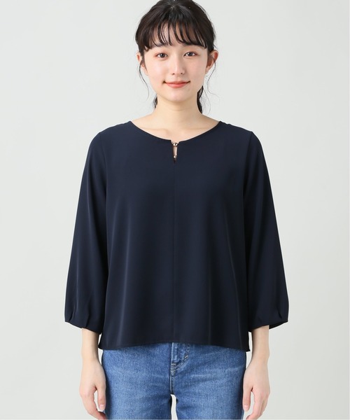 B.C STOCK（ベーセーストック）の「ライトダブルクロスブラウス（シャツ/ブラウス・レディース・ネイビー/ベージュ/ホワイト・FREE）」の6枚目の写真