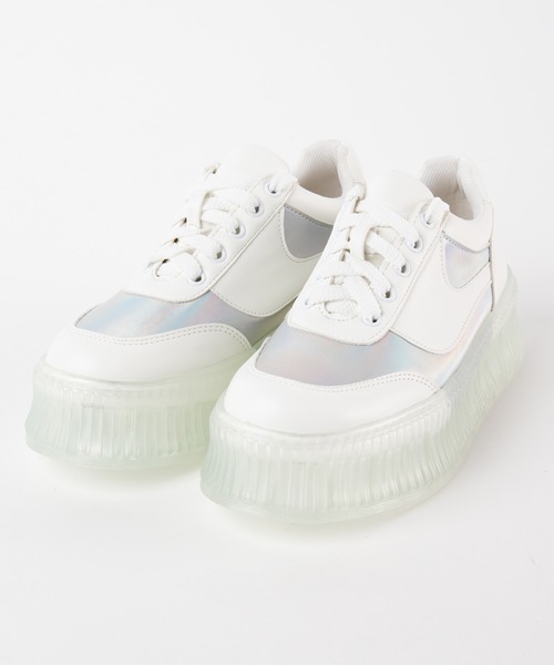 WEGO(ウィゴー)の「WEGO/クリアソール厚底スニーカー(スニーカー・レディース・ホワイト/ブラック/その他1・MEDIUM/LARGE)」の3枚目の写真
