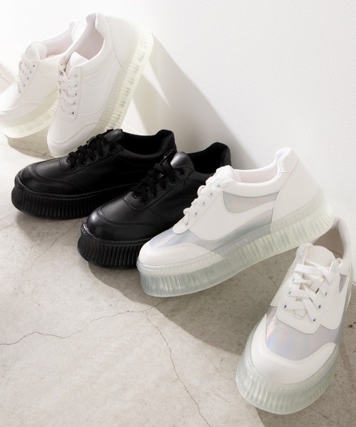 WEGO(ウィゴー)の「WEGO/クリアソール厚底スニーカー(スニーカー・レディース・ホワイト/ブラック/その他1・MEDIUM/LARGE)」の16枚目の写真