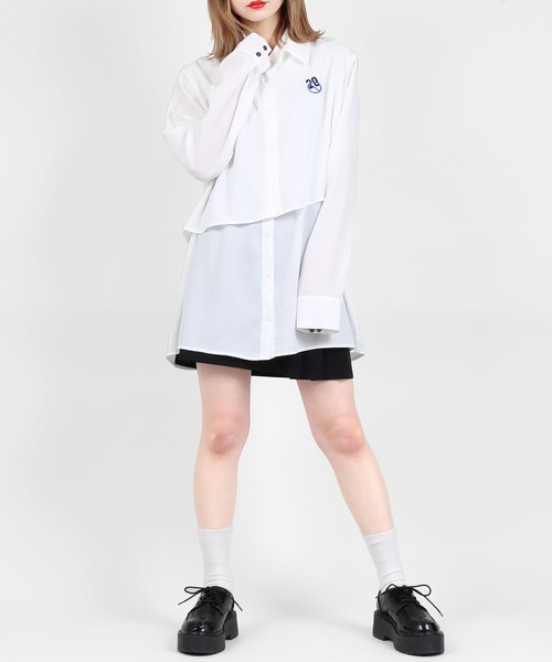 DING（ディング）の「DING/レイヤードシャツ（シャツ/ブラウス・レディース・グレー/ピンク/ホワイト・FREE）」の6枚目の写真