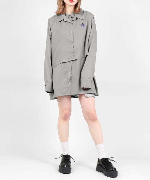 DING（ディング）の「DING/レイヤードシャツ（シャツ/ブラウス・レディース・グレー/ピンク/ホワイト・FREE）」の8枚目の写真