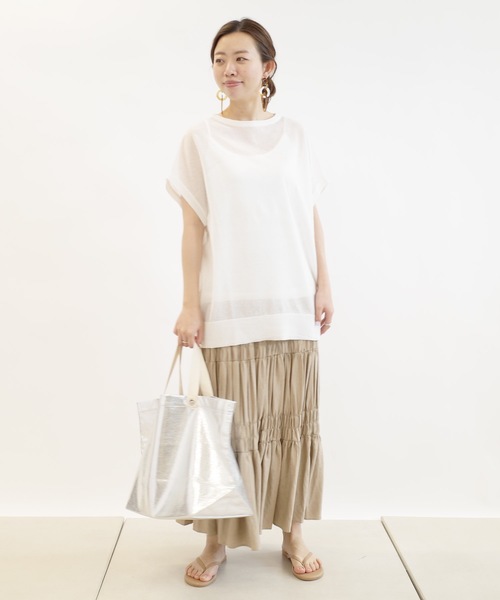 DouDou（ドゥドゥ）の「キャミセットシアーニットプルオーバー（ニット/セーター・レディース・ピンク/オフホワイト・FREE）」の8枚目の写真