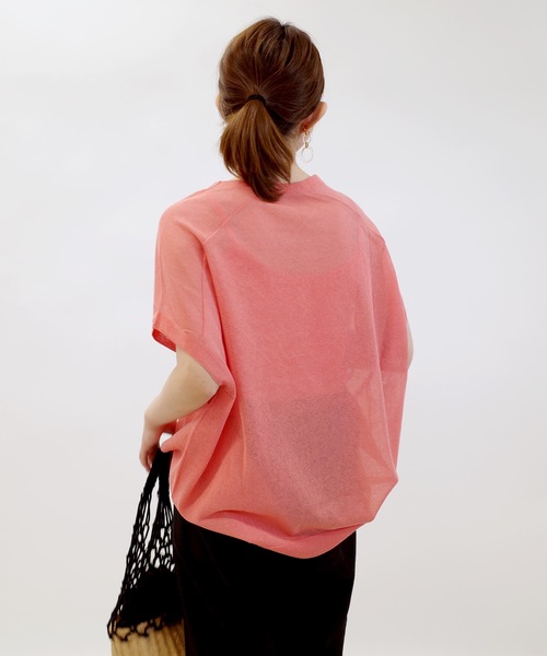 DouDou（ドゥドゥ）の「キャミセットシアーニットプルオーバー（ニット/セーター・レディース・ピンク/オフホワイト・FREE）」の6枚目の写真