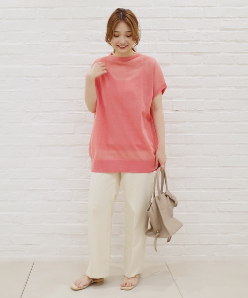 DouDou（ドゥドゥ）の「キャミセットシアーニットプルオーバー（ニット/セーター・レディース・ピンク/オフホワイト・FREE）」の18枚目の写真