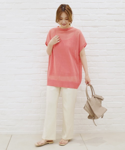 DouDou（ドゥドゥ）の「キャミセットシアーニットプルオーバー（ニット/セーター・レディース・ピンク/オフホワイト・FREE）」の5枚目の写真