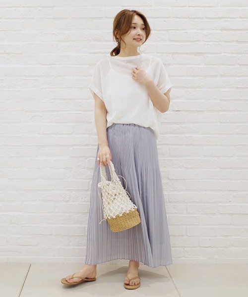 DouDou（ドゥドゥ）の「キャミセットシアーニットプルオーバー（ニット/セーター・レディース・ピンク/オフホワイト・FREE）」の22枚目の写真